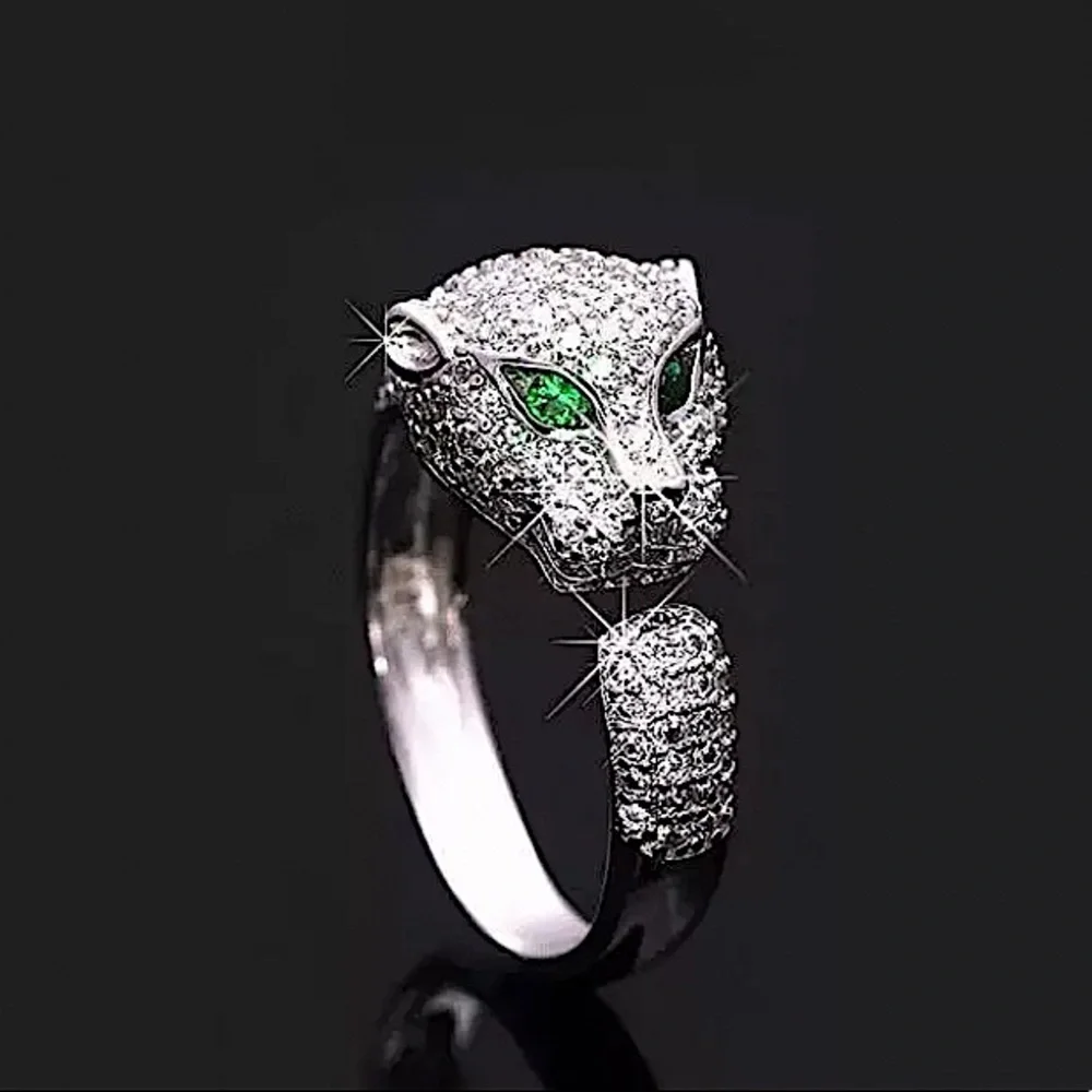 SILVER PANTHER ZIRCON RING - Picture 2 of 11